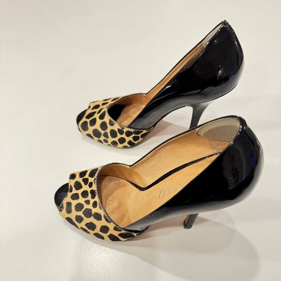 Boutique 9 Animal Print Black Open Toe Pumps - Size 8 - Excellent Condition - Picture 7 of 10